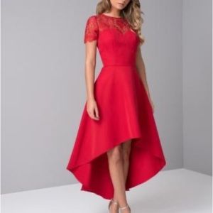 Red lace dress